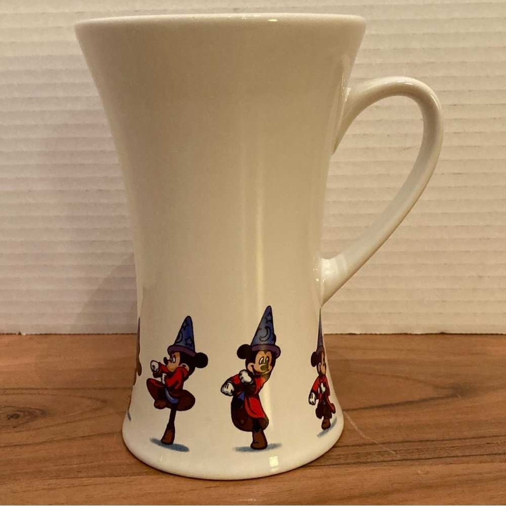 Disney Tall 6” White Mug with Red and Blue Sorcerer Mickey Accents - Picture 2 of 9